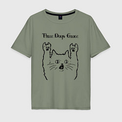 Футболка оверсайз мужская Three Days Grace - rock cat, цвет: авокадо
