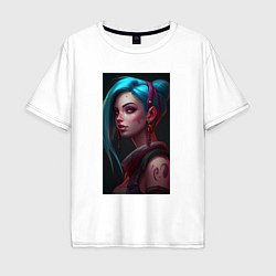 Футболка оверсайз мужская Jinx art Arcane League of Legends, цвет: белый