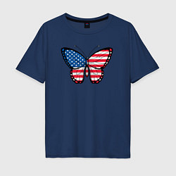 Футболка оверсайз мужская США бабочка, цвет: тёмно-синий