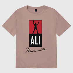 Футболка оверсайз мужская Muhammad Ali boxer, цвет: пыльно-розовый