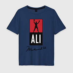 Футболка оверсайз мужская Muhammad Ali boxer, цвет: тёмно-синий