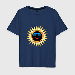 Футболка оверсайз мужская Солнце в очках, цвет: тёмно-синий