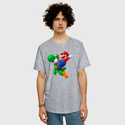 Футболка оверсайз мужская Марио на Йоши, цвет: меланж — фото 2
