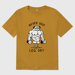 Футболка оверсайз мужская Не пропускай день ног, цвет: горчичный