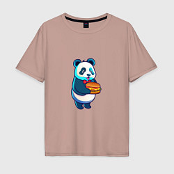 Мужская футболка оверсайз Милая панда с чизбургером