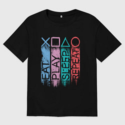 Мужская футболка оверсайз Ешь играй спи повтори