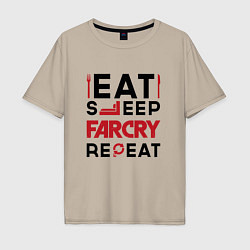 Футболка оверсайз мужская Надпись: eat sleep Far Cry repeat, цвет: миндальный