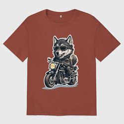 Мужская футболка оверсайз Волчья сила на двух колесах