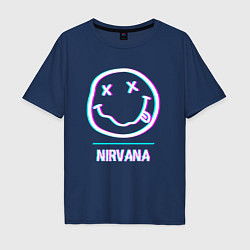 Мужская футболка оверсайз Nirvana glitch rock