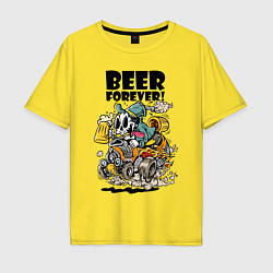 Футболка оверсайз мужская Beer forever - motto, цвет: желтый