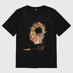 Мужская футболка оверсайз Наушники проводные
