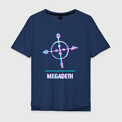 Футболка оверсайз мужская Megadeth glitch rock, цвет: тёмно-синий