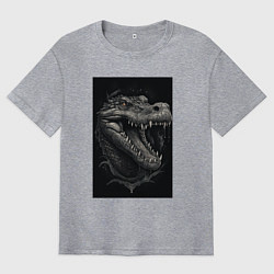 Мужская футболка оверсайз Крокодил стиль тату