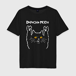 Футболка оверсайз мужская Depeche Mode rock cat, цвет: черный