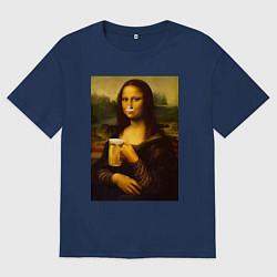 Мужская футболка оверсайз Мона Лиза с пивом
