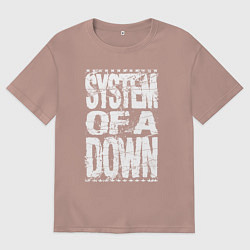 Футболка оверсайз мужская System of a down - stencil, цвет: пыльно-розовый