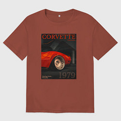 Мужская футболка оверсайз Обложка журнала Chevrolet Corvette C3