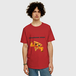 Футболка оверсайз мужская Окрылённая пицца с крыльями, цвет: красный — фото 2