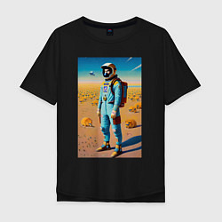 Мужская футболка оверсайз Космонавт на планете синеглазых капибар