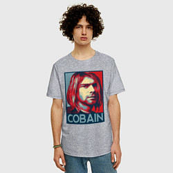 Футболка оверсайз мужская Nirvana - Kurt Cobain, цвет: меланж — фото 2