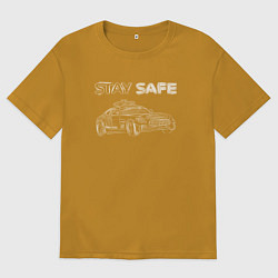 Мужская футболка оверсайз Stay safe white