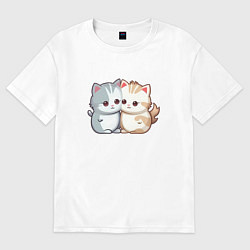 Футболка оверсайз мужская Cute cats, цвет: белый