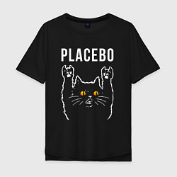 Футболка оверсайз мужская Placebo rock cat, цвет: черный