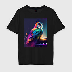 Мужская футболка оверсайз Музыкальная сова - нейросеть