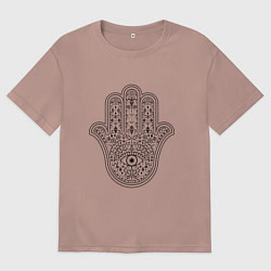 Футболка оверсайз мужская Хамса оберег, цвет: пыльно-розовый