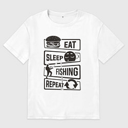 Мужская футболка оверсайз Eat sleep fishing repeat