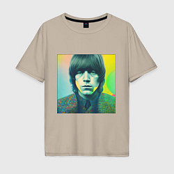 Футболка оверсайз мужская Brian Jones Pop Glitch Art, цвет: миндальный