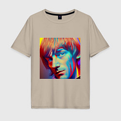 Футболка оверсайз мужская Brian Jones Cartoon Glitch Art, цвет: миндальный