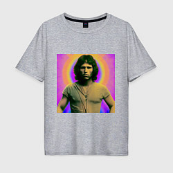 Футболка оверсайз мужская Jim Morrison Galo Glitch Art, цвет: меланж