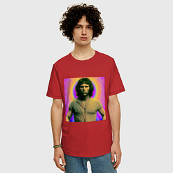 Футболка оверсайз мужская Jim Morrison Galo Glitch Art, цвет: красный — фото 2