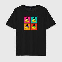 Мужская футболка оверсайз Chicken Gun: цветные квадраты