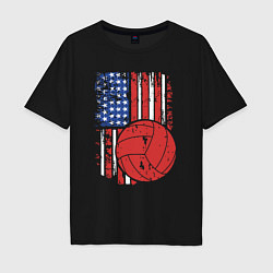 Футболка оверсайз мужская Volleyball USA, цвет: черный