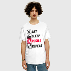 Футболка оверсайз мужская Eat sleep rush b repeat, цвет: белый — фото 2