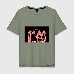 Мужская футболка оверсайз Группа BLACKPINK в ярко-розовых тонах