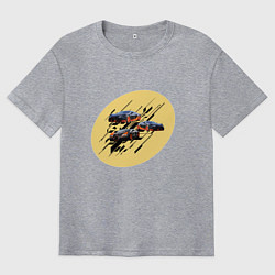 Футболка оверсайз мужская Авто на абстрактном фоне, цвет: меланж