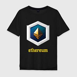 Футболка оверсайз мужская Логотип Ethereum, цвет: черный