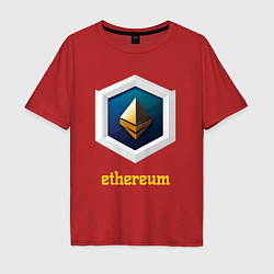 Футболка оверсайз мужская Логотип Ethereum, цвет: красный