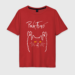 Футболка оверсайз мужская Pink Floyd rock cat, цвет: красный