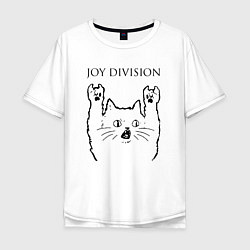 Футболка оверсайз мужская Joy Division - rock cat, цвет: белый