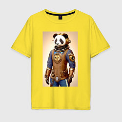 Мужская футболка оверсайз Cool panda - steampunk - neural network