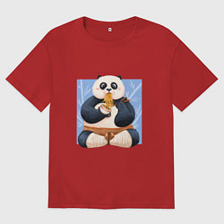 Футболка оверсайз мужская Kung Fu Panda ест рамен, цвет: красный