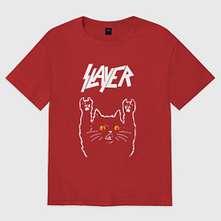 Футболка оверсайз мужская Slayer rock cat, цвет: красный