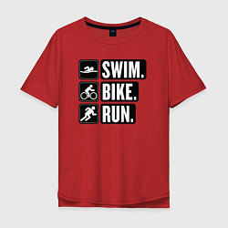 Мужская футболка оверсайз Swim bike run