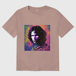Футболка оверсайз мужская Jim Morrison few color digital Art, цвет: пыльно-розовый