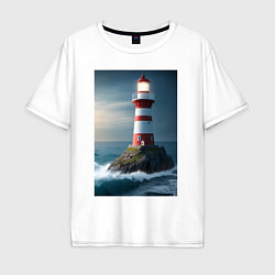 Мужская футболка оверсайз Маяк в море