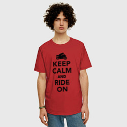 Футболка оверсайз мужская Keep calm and ride on, цвет: красный — фото 2